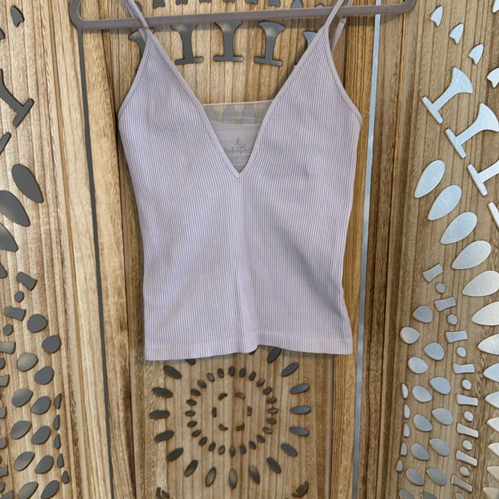 Free People Lilac Ribbed V-Neck Camisole